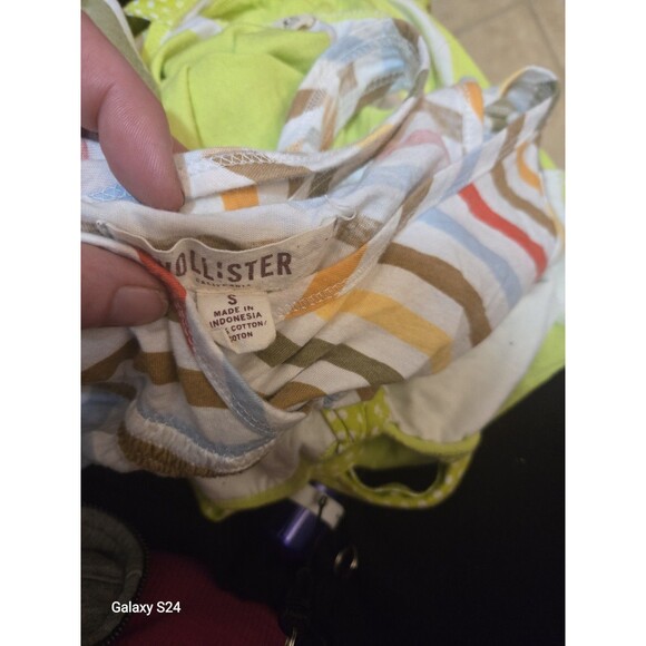 Hollister Striped Flowy Babydoll Tank Top Cami Green Brown S - Picture 2 of 2